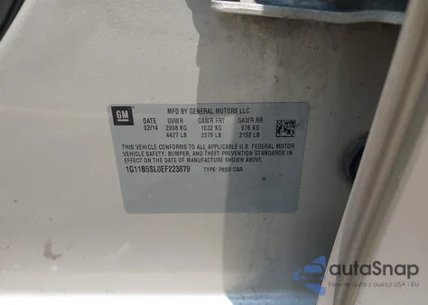 2014 Chevrolet Malibu 1Ls z USA, uszkodzony, nr VIN 1G11B5SL0EF223879